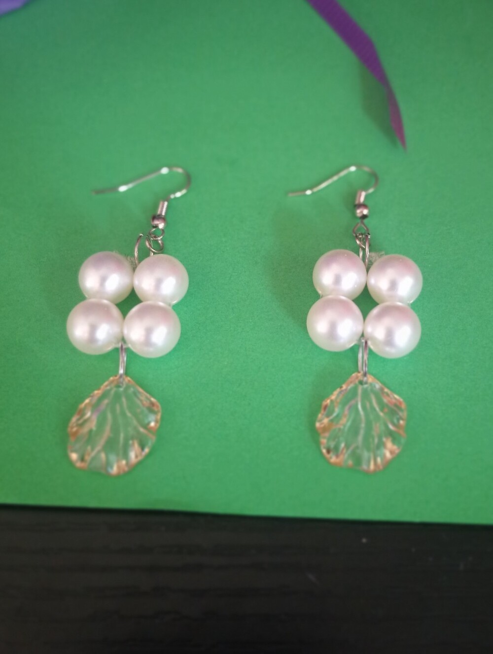 Pearl Drop Cluster Earrings - White Faux Pearl Shell Dangle
